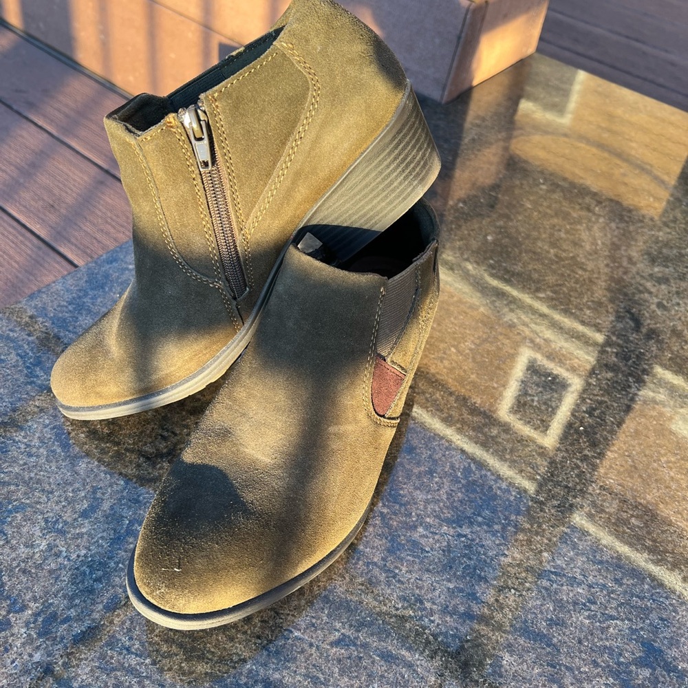 Olive Suede Ankle Boots for Women